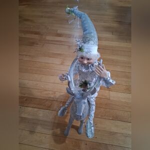 Whimsical 20" Posable  Elf on Reindeer Figurine